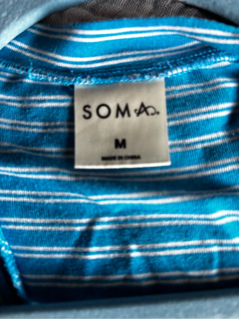 Soma Teal and White Striped Knit Top